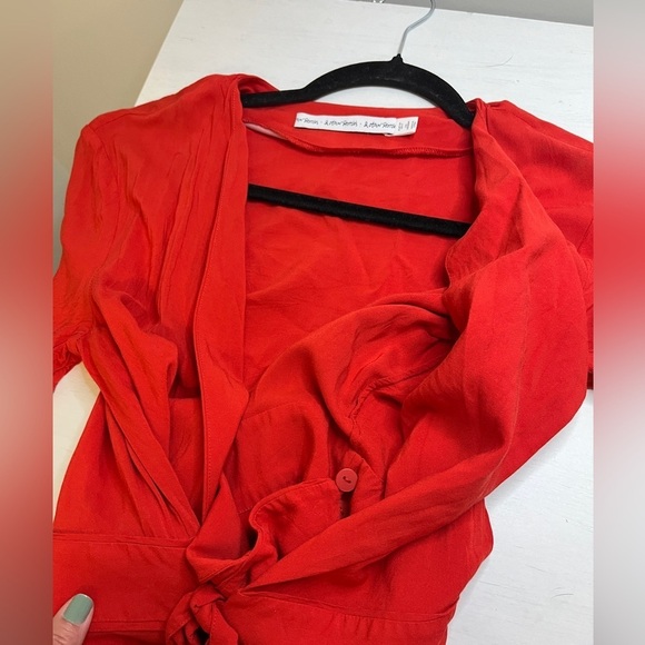 & Other Stories Red Midi Wrap Dress Sz 4 - Picture 6 of 12